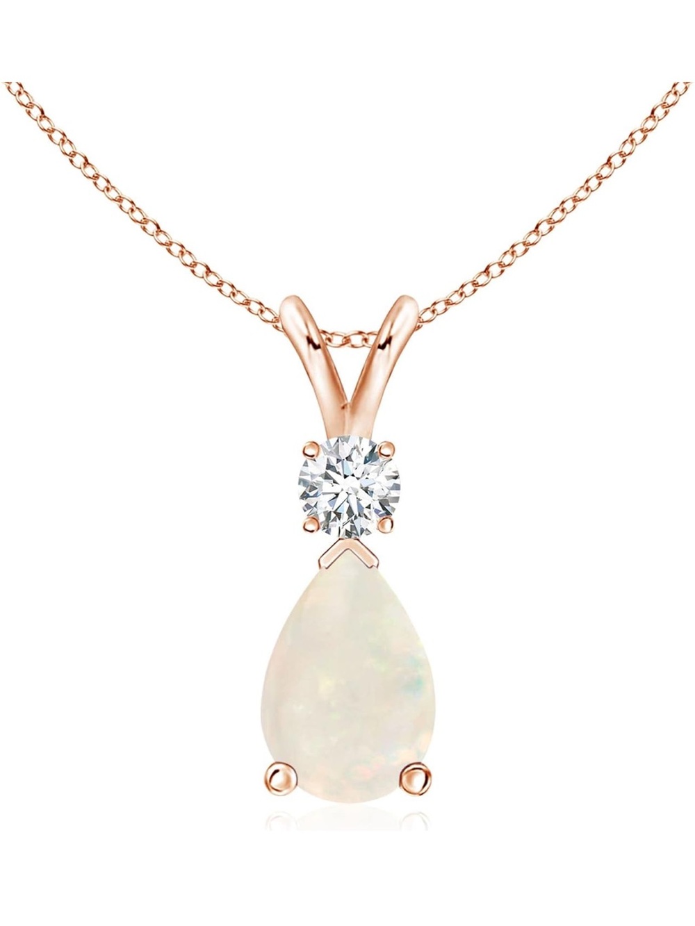 Angara Opal and Diamond Necklace, Rose Gold